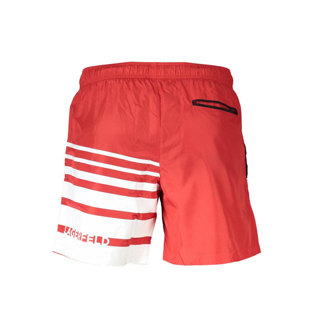 Karl Lagerfeld Rosso polyester men's swim boxer featuring a vibrant red design and comfortable fit for beach or pool.