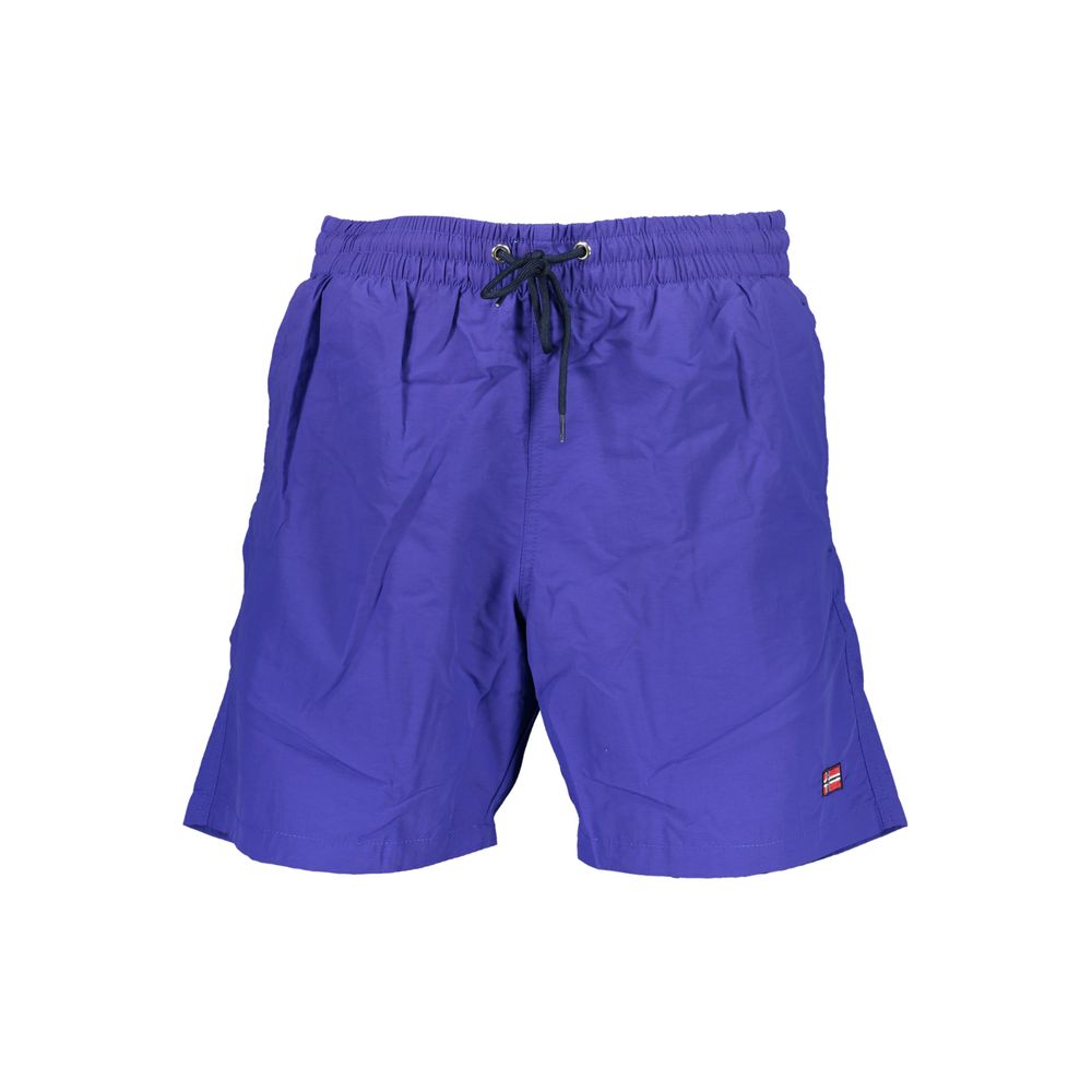 Norway 1963 men's blue polyamide swim boxer shorts with a comfortable elastic waistband and sporty design.