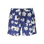 Karl Lagerfeld blue polyester men's swim boxer with an elastic waistband and logo detail, suitable for beach or pool.