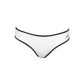 White Karl Lagerfeld polyamide women’s swim brief with side logo detailing and a sleek, fitted design for swimming and beachwear.