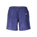 Karl Lagerfeld men's blue polyester swim boxer shorts with elastic waistband and branded logo detail.
