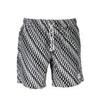 Karl Lagerfeld white polyester men's swim boxer shorts with a fitted waistband and branded logo detail.