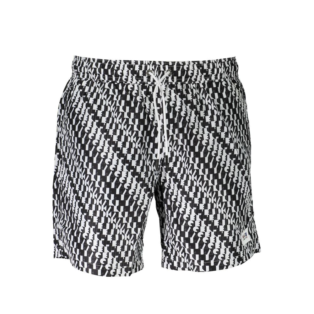 Karl Lagerfeld white polyester men's swim boxer shorts with a fitted waistband and branded logo detail.