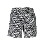 White polyester men's swim boxer by Karl Lagerfeld, featuring a comfortable fit and stylish design for beachwear or poolside.