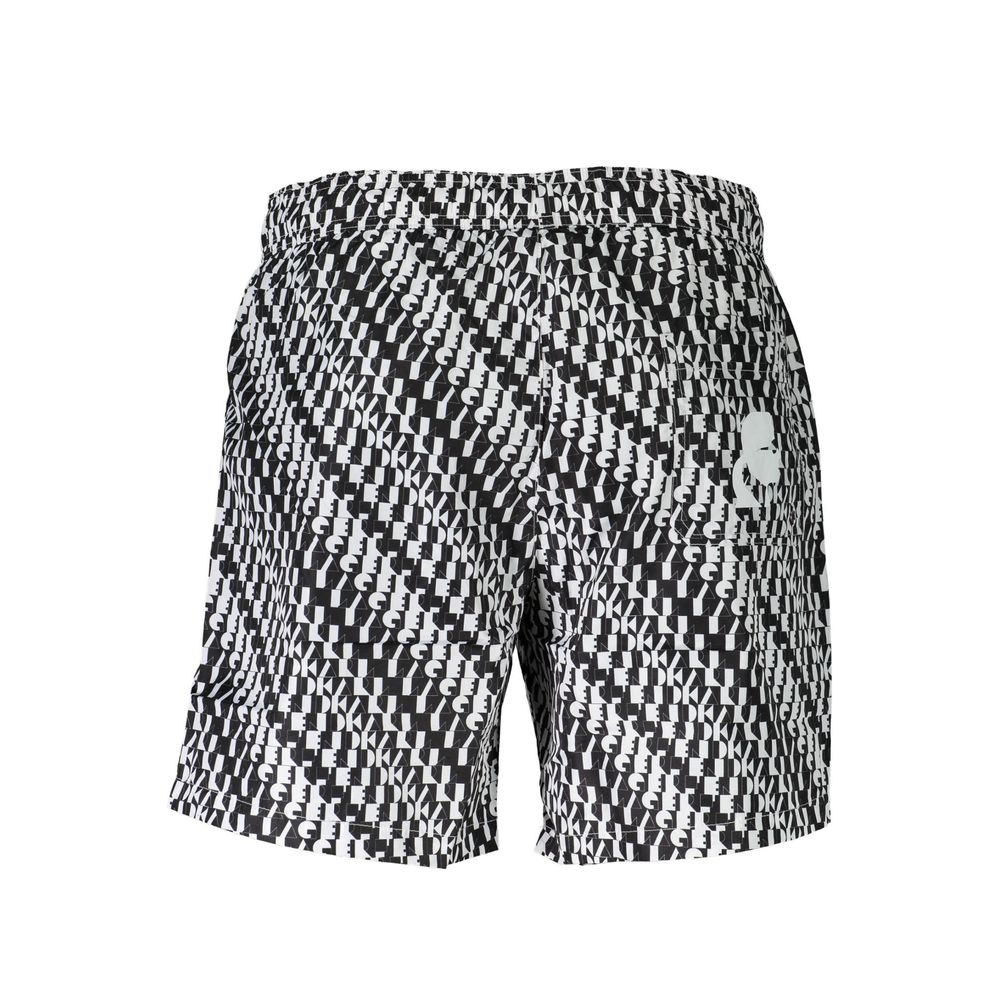 White polyester men's swim boxer by Karl Lagerfeld, featuring a comfortable fit and stylish design for beachwear or poolside.