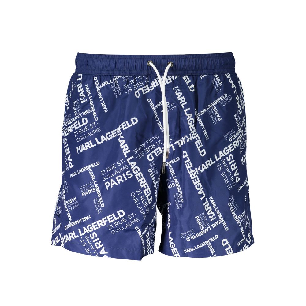 Karl Lagerfeld men's swim boxer in blue polyester, featuring a fitted design and branded logo, suitable for beach or pool.
