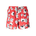 Red polyester men's swim trunks by Karl Lagerfeld with a sleek design and elastic waistband, ideal for beach or poolwear.