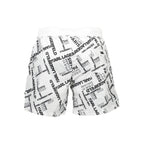 White polyester men's swim boxer shorts by Karl Lagerfeld, featuring a comfortable fit and stylish design.