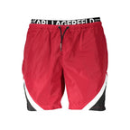 Red Karl Lagerfeld men's swim boxer made of polyester, featuring a comfortable fit and stylish design.
