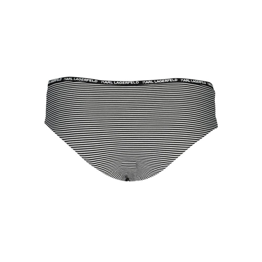 Black Karl Lagerfeld women's swim briefs made of polyamide, featuring sleek, fitted design for stylish beach or pool wear.