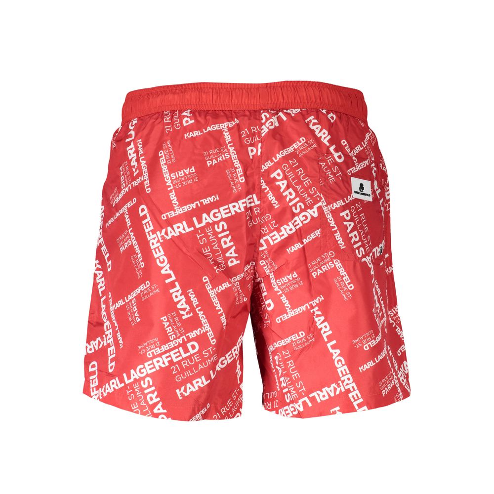 Karl Lagerfeld Rosso polyester men's swim boxer featuring a vibrant red color and comfortable fit for beach or pool.