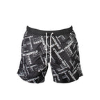 Black polyester men's swim boxer shorts by Karl Lagerfeld, featuring a comfortable fit and stylish design.