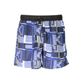 Karl Lagerfeld men's blue polyester swim boxer shorts with elastic waistband and logo detail, suitable for beach or pool wear.