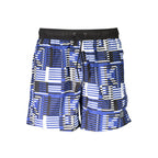 Karl Lagerfeld men's blue polyester swim boxer shorts with elastic waistband and logo detail, suitable for beach or pool wear.