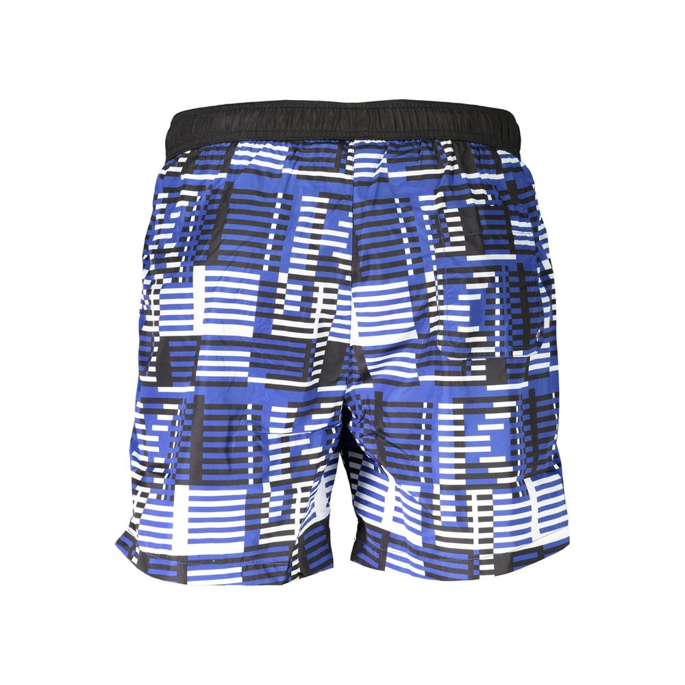 Karl Lagerfeld men's blue polyester swim boxer with drawstring waistband and logo detail, suitable for beach or poolside wear.