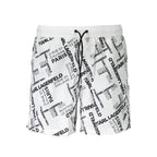 Karl Lagerfeld Bianco polyester men's swim boxer with white fabric and adjustable waistband, suitable for beach or poolwear.