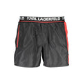 Karl Lagerfeld Nero polyester men's swim boxer with elastic waistband and sleek design, suitable for beach or poolwear.