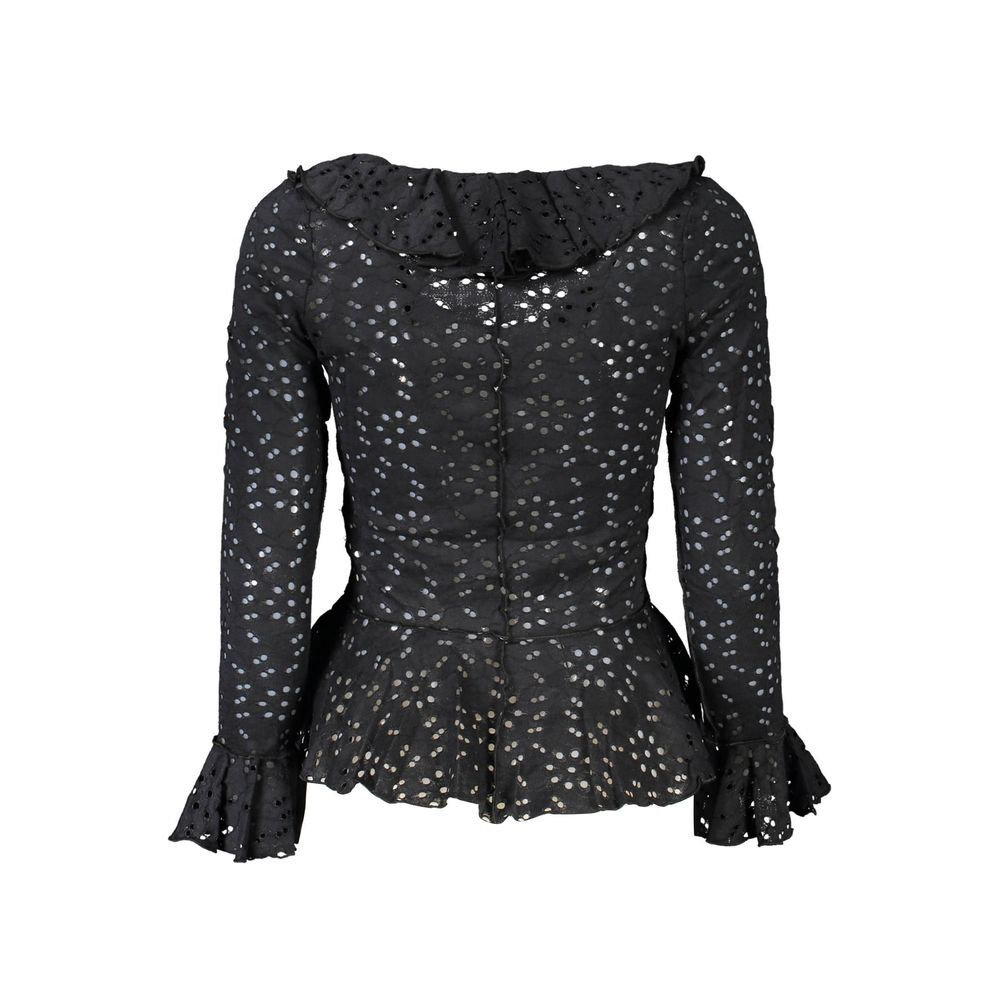 Desigual Nero poliammide donna blouse, lightweight navy blue women's top with long sleeves and a relaxed fit.