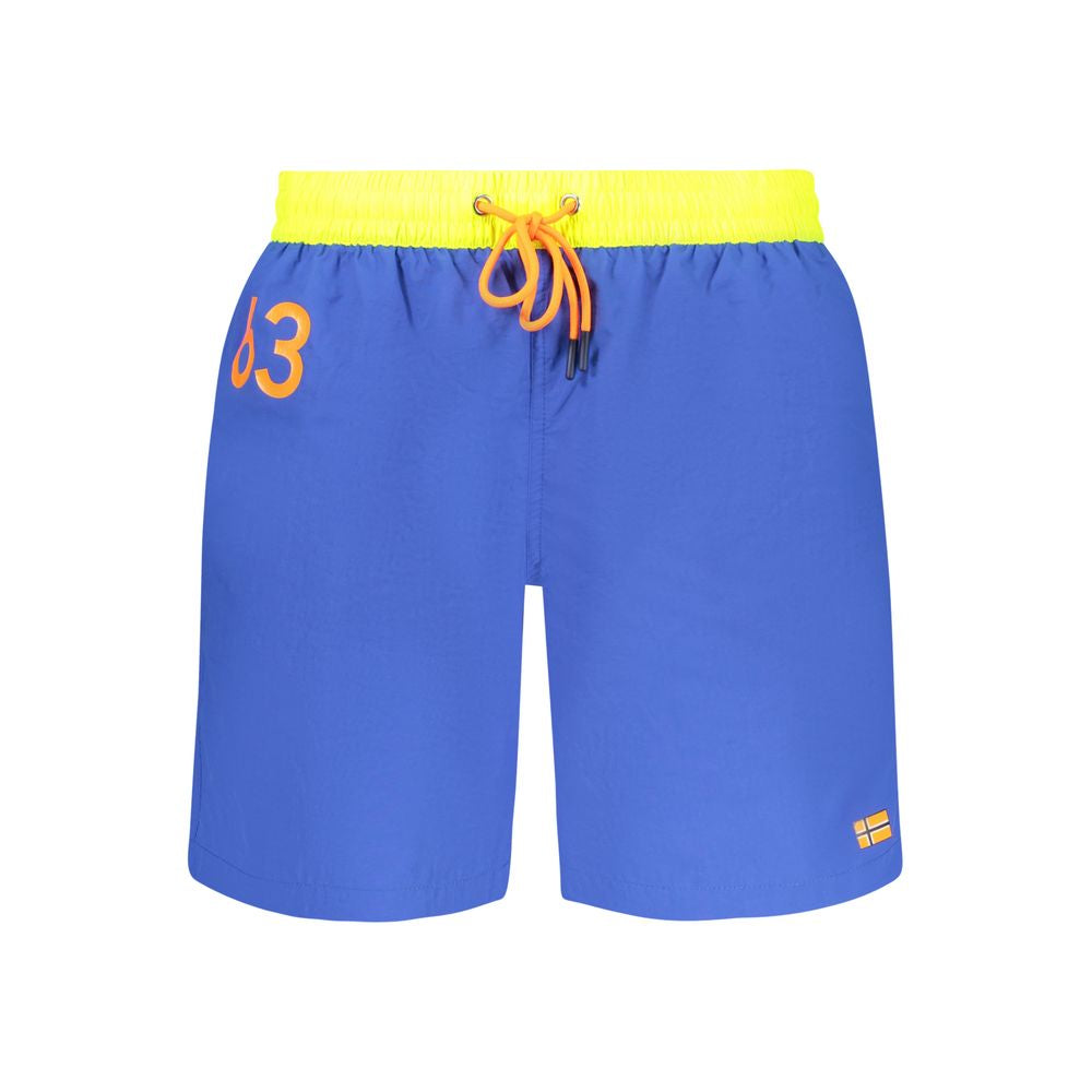 Norway 1963 men's swim boxer in blue nylon, featuring a comfortable waistband and sleek design suitable for swimming.