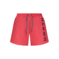 Red nylon men's swim trunks by North Sails with elastic waistband and side pockets, designed for beach and swimming activities.