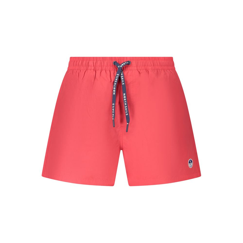Red nylon men's swim boxer by North Sails, featuring a snug fit and sporty design, ideal for beach or pool swimming.