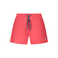Red nylon men's swim boxer by North Sails, featuring a snug fit and sporty design, ideal for beach or pool swimming.