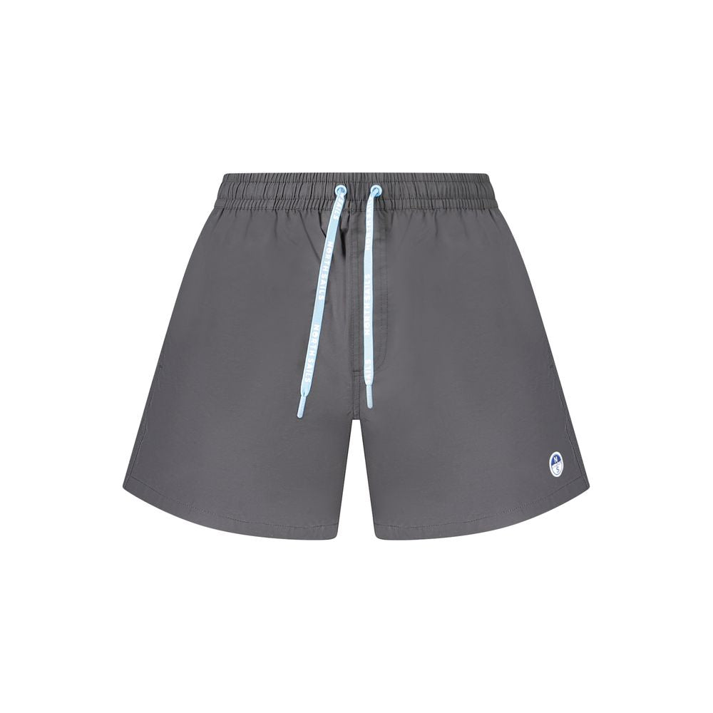 North Sails black nylon men's swim boxer shorts, lightweight and comfortable swimwear with a secure fit and stylish design.