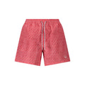 Red North Sails men's polyester swim boxer shorts displayed on a model. Comfortable, sporty swimwear for men.