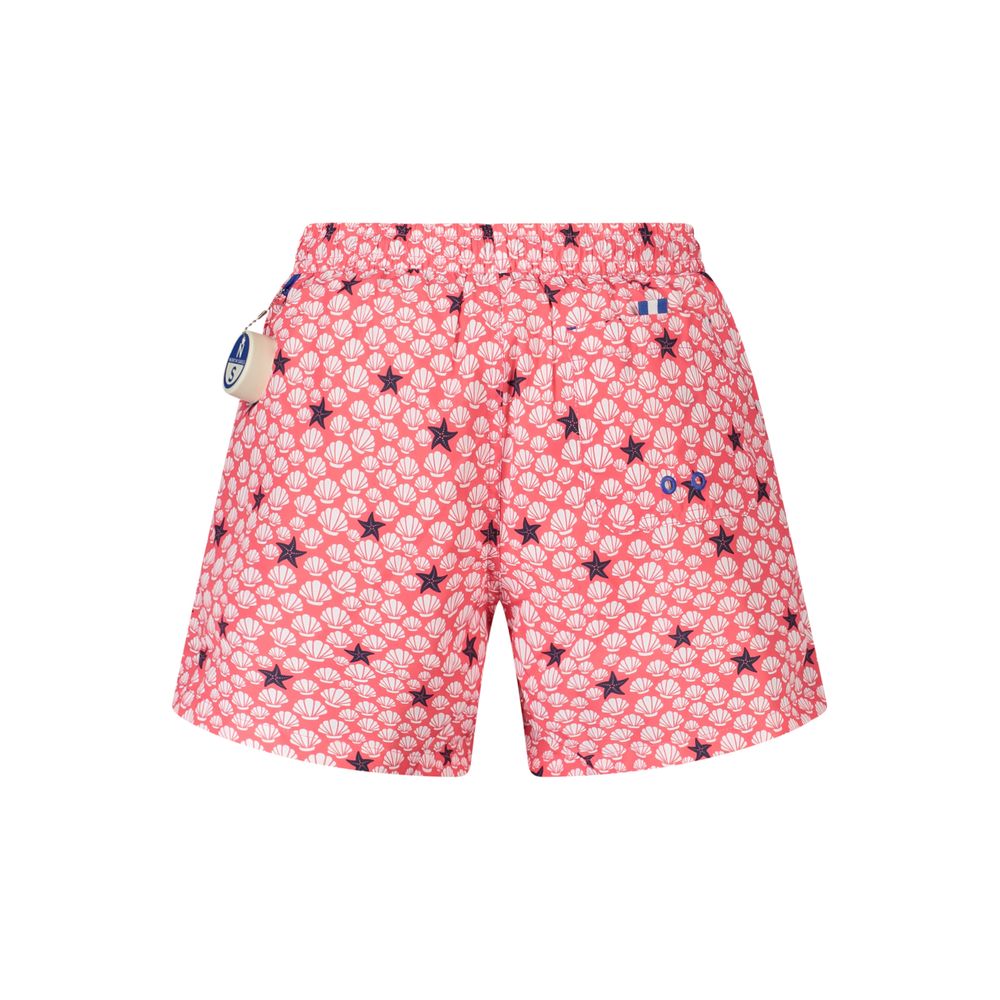 North Sails Rosso polyester men's swim trunks featuring a vibrant red color and comfortable fit, perfect for beach or pool.
