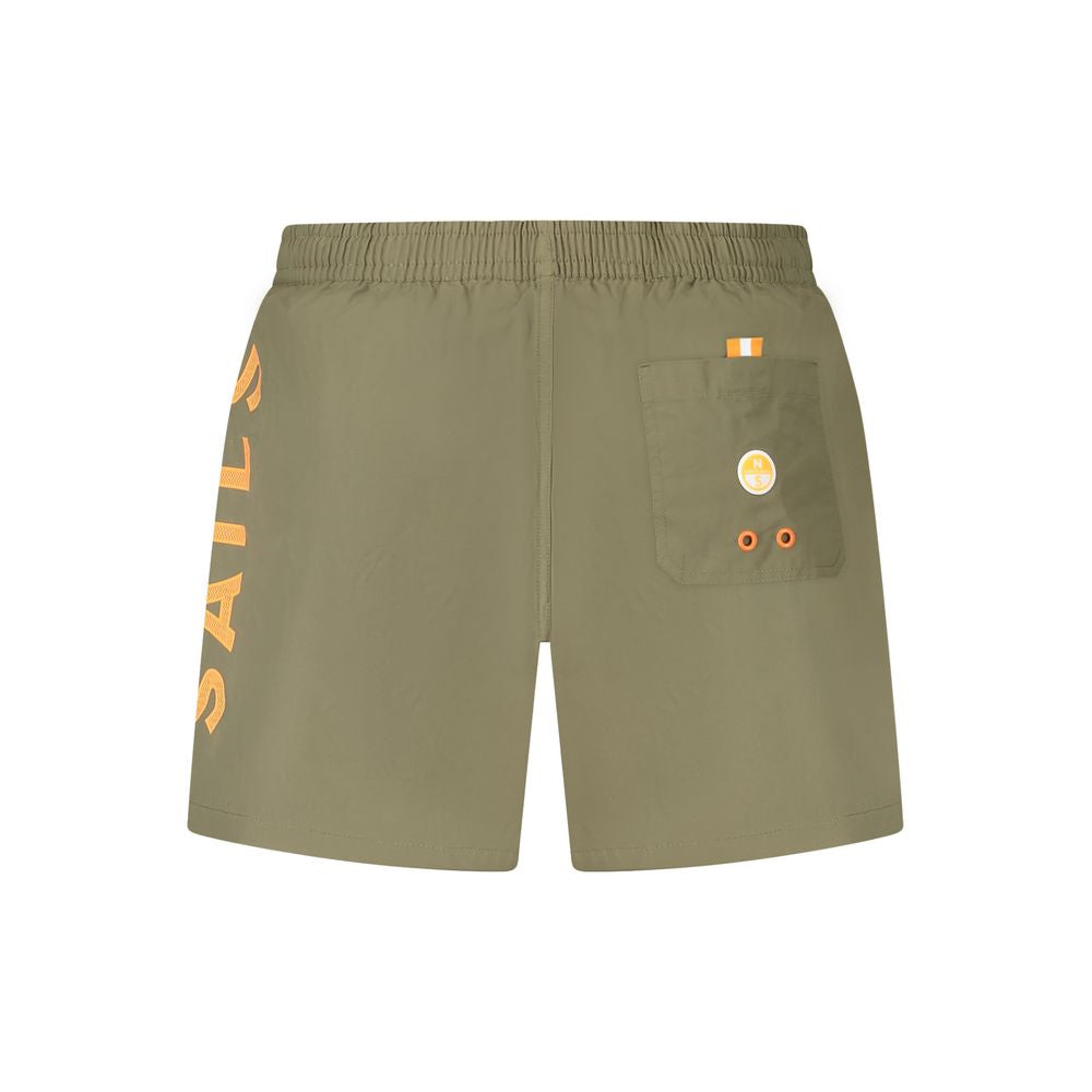 North Sails Verde Nylon men's swim trunks featuring a vibrant green color and adjustable waistband.