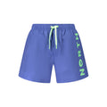 North Sails blue nylon men's swim trunk with elastic waistband and side pockets, ideal for beach and pool activities.