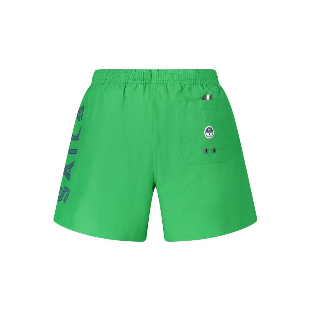 North Sails Verde Nylon men's swim boxer showing blue nylon fabric and elastic waistband with North Sails branding.
