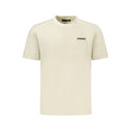 Beige Napapijri cotton men's T-shirt with round neckline and short sleeves, casual style for everyday wear.