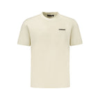 Beige Napapijri cotton men's T-shirt with round neckline and short sleeves, casual style for everyday wear.