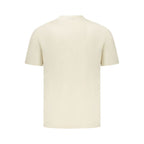Beige Napapijri cotton men's T-shirt with crew neckline and short sleeves, casual style, on a plain background.