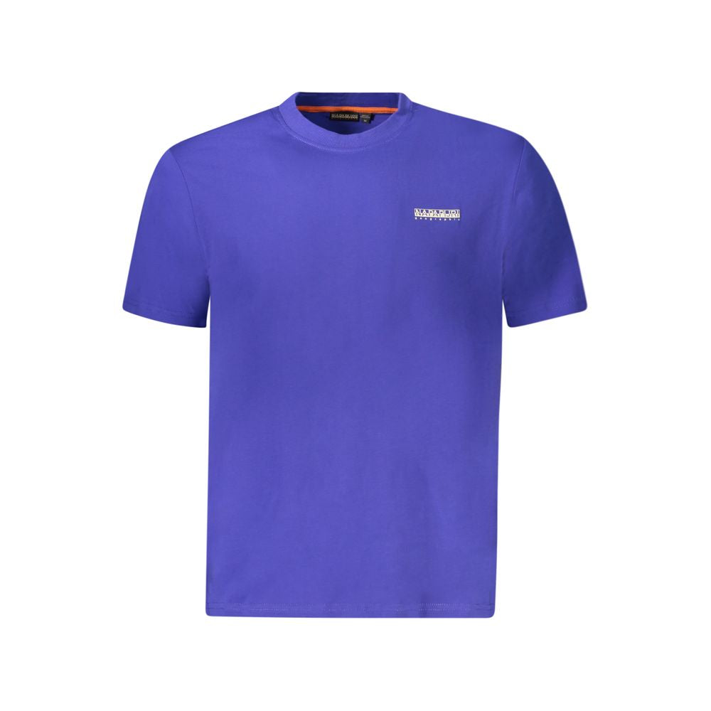 Napapijri blue cotton men's T-shirt with crew neck and short sleeves, casual everyday wear.