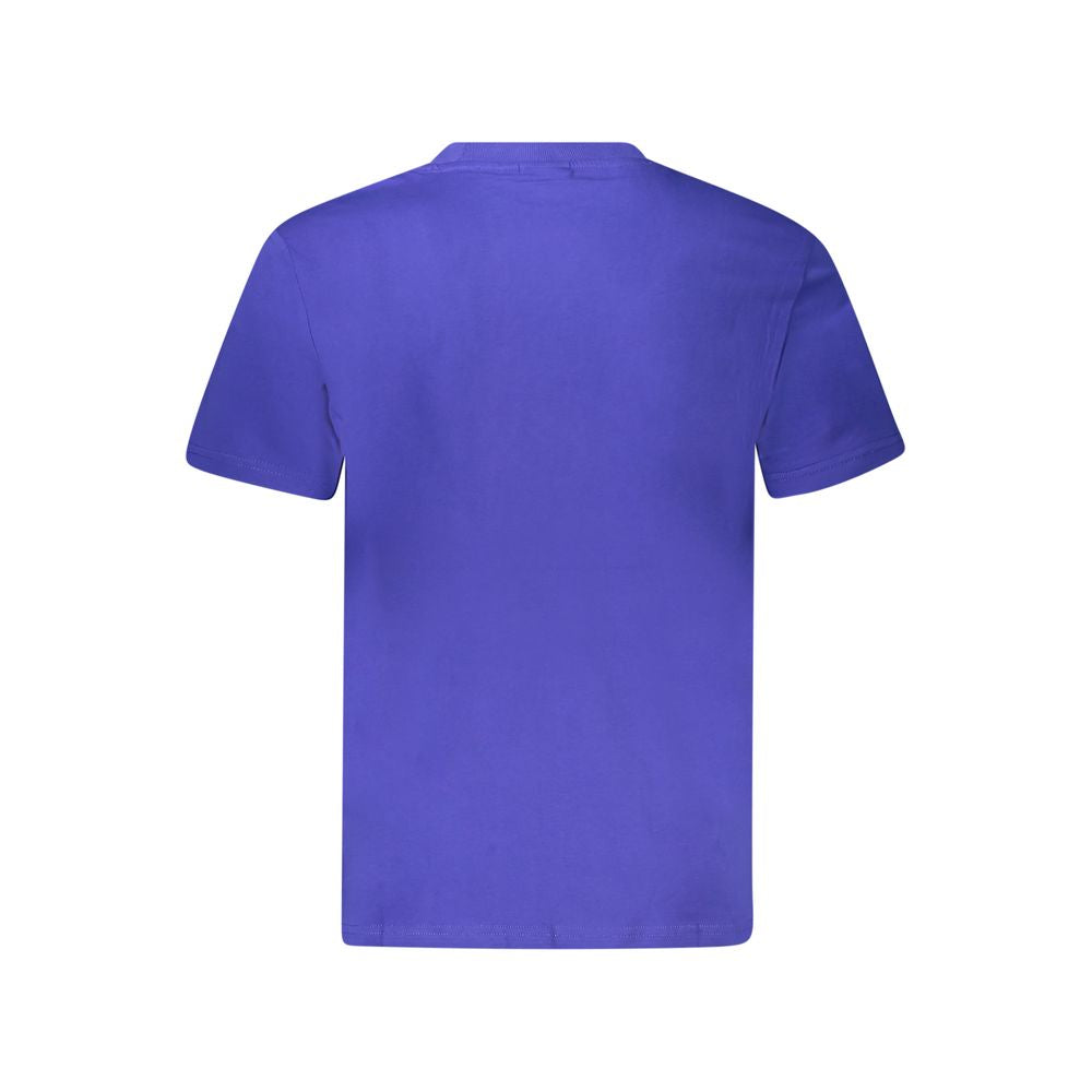 Napapijri blue cotton men's T-shirt with round neckline and short sleeves, casual style for everyday wear.