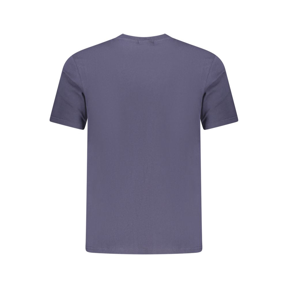 Napapijri blue cotton men's T-shirt with crew neck and short sleeves, casual style, displayed on a plain background.
