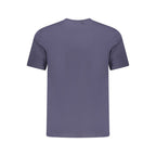 Napapijri blue cotton men's T-shirt with crew neck and short sleeves, casual style, displayed on a plain background.