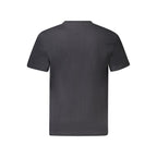 Black cotton Napapijri men's T-shirt with crew neck and short sleeves, displayed flat on a white background.