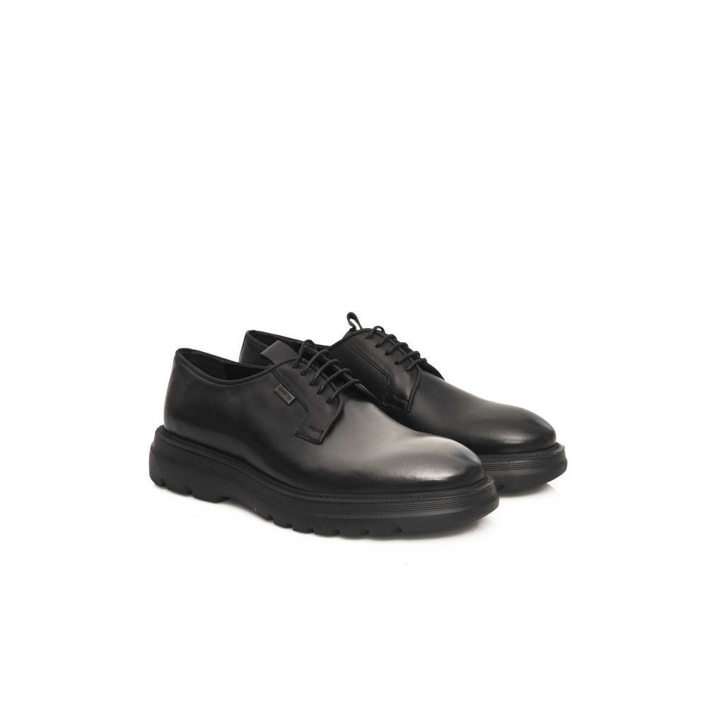 Cerruti 1881 Black Calfskin Men Derby Shoe
