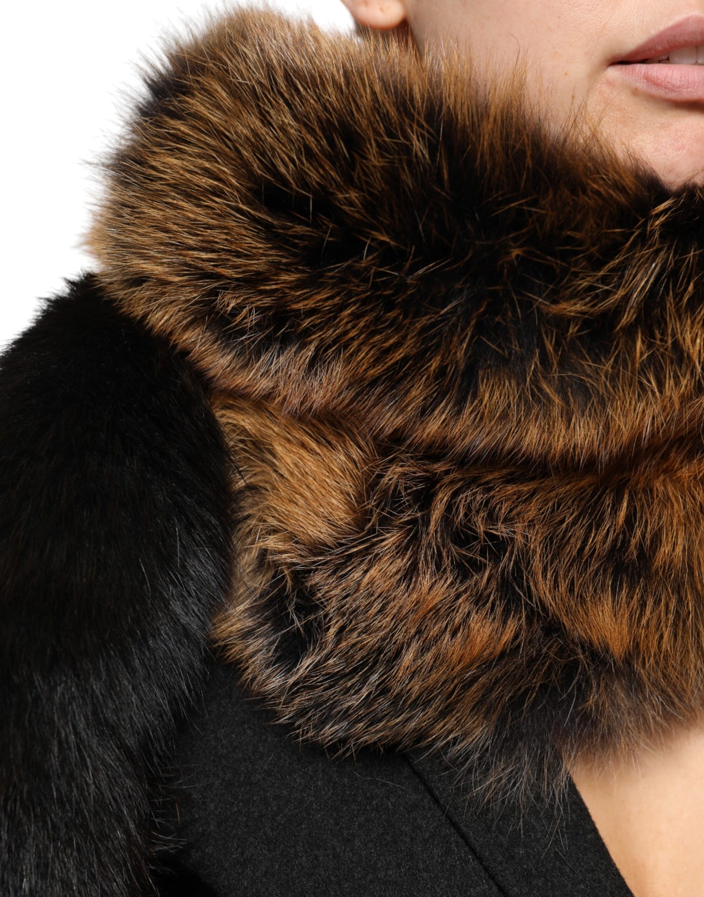 Dolce & Gabbana Brown Red Fox Fur Neck Cashmere Warmer Scarf Dolce & Gabbana