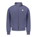 North Sails blue polyester men's bomber jacket displayed, featuring a classic design with ribbed cuffs and collar.