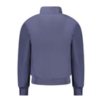North Sails blue polyester men's bomber jacket displayed with front view and detailed fabric texture.