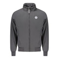 Black North Sails polyester men's jacket with a front zipper and adjustable hood, suitable for casual or outdoor wear.