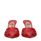 Paris Texas red leather stiletto heel sandals with ankle straps and open toe design.