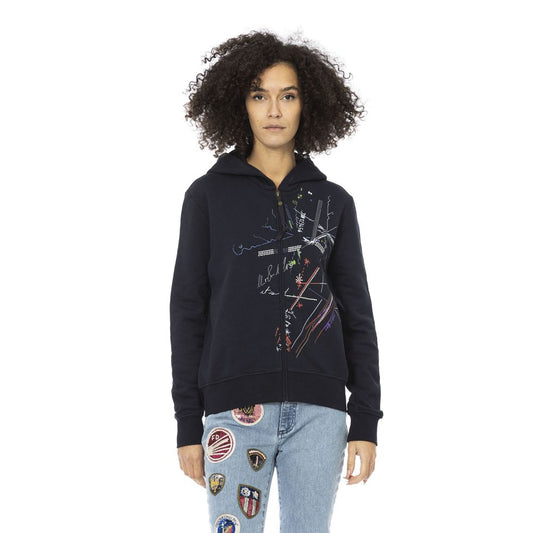 Mr&Mrs Italy Blue Cotton Women Sweatshirt Top