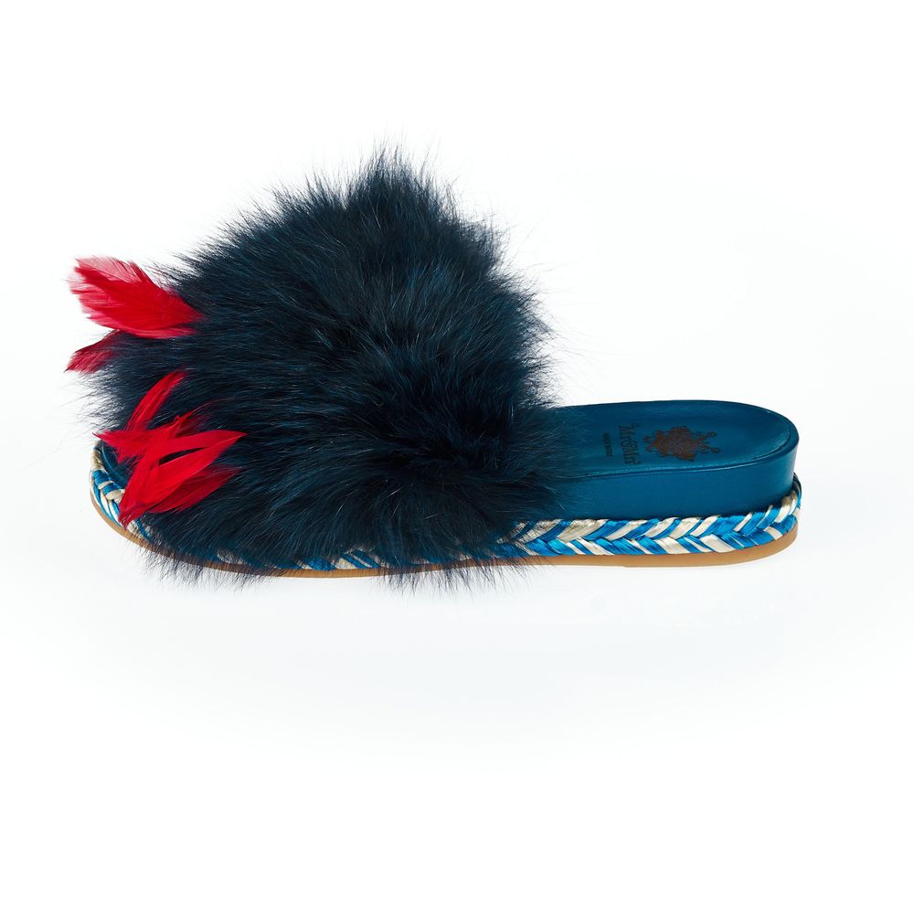 Mr&Mrs Italy Blue Lamb Leather Women Sandal - Eljoys Fashion 