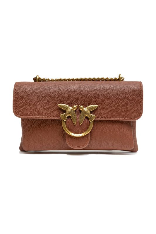 PINKO Brown Small Love shoulder Soft Leather Bag PINKO