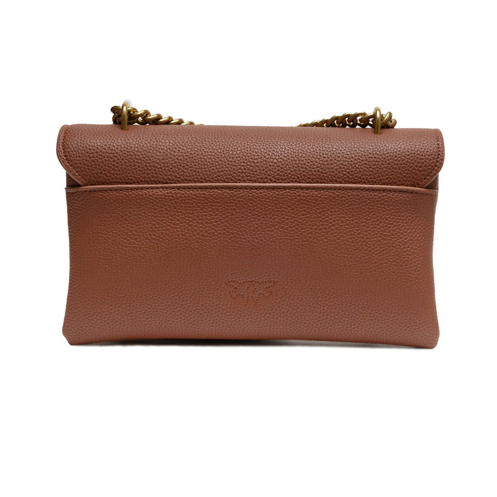 PINKO Brown Leather Love Boucle Riga Shoulder Bag